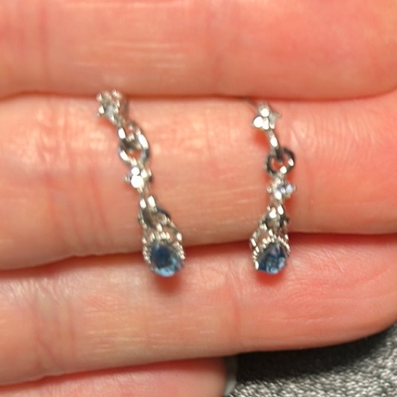 3/$25 Dainty Blue Rhinestone Water Drop Earrings - Picture 2 of 5
